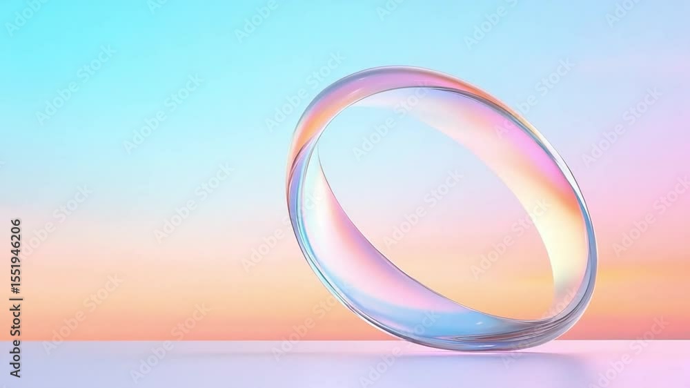 Poster Floating Orb of Light: An elegant and minimalist abstract image features a floating, ethereal ring of light. This striking composition radiates a sense of serenity and sophisticated elegance.