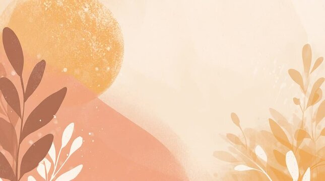 abstract beige illustrative floral background with emty copy space. minimalistic