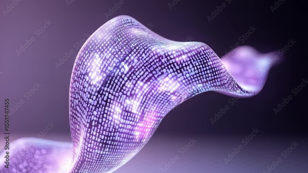 Aufkleber Flowing Light Wave: A mesmerizing display of a flowing, wave-like form constructed from countless radiant, shimmering light particles. The image, with its captivating color and texture.