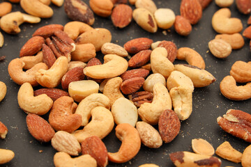 Mix of nuts with a black background