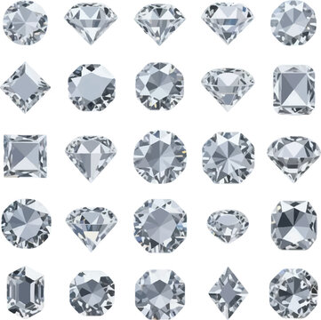 set of diamond shapes Collection of Various Diamond Cuts and Gemstones