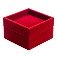 Elegant red velvet gift box studio setting product photography minimalist style