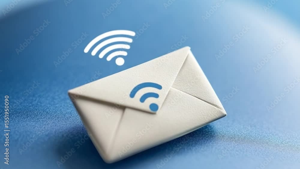 Aufkleber wireless envelope: the image displays an envelope with a wireless signal icon, highlighting seamless
