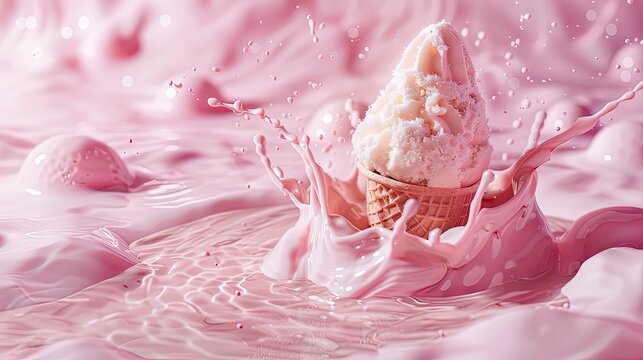 close up of an delicious ice cream on colored background, sweet ice cream on the table - Powered by Adobe