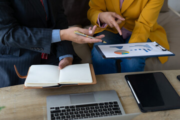 Business meeting chart analysis teamwork discussion office planning strategy report