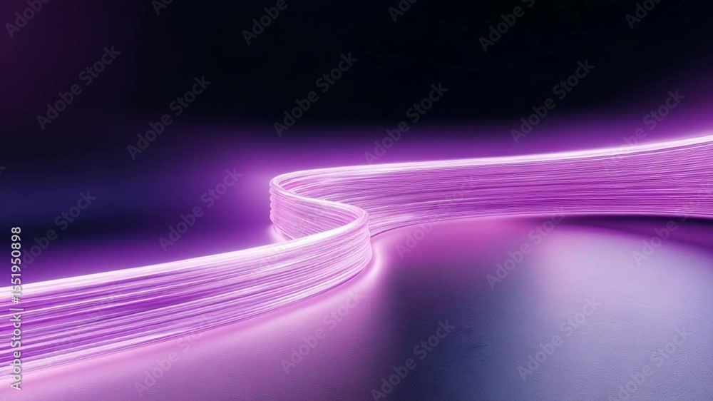 Poster Dynamic Energy Stream: A mesmerizing stream of vibrant energy pulses through a dark space, the flowing lines creating an atmosphere of dynamism and technological advancement.