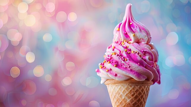 close up of an delicious ice cream on colored background, sweet ice cream on the table