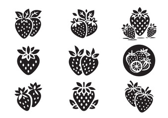 Strawberries pictogram Vector Set