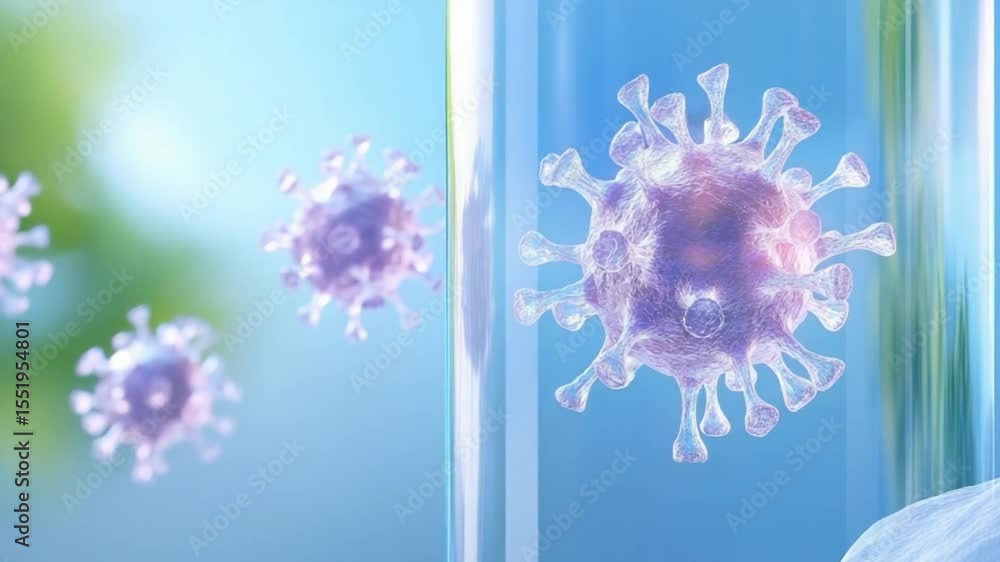 Poster microscopic marvels: a captivating image of a virus, exquisitely rendered with photorealistic precis