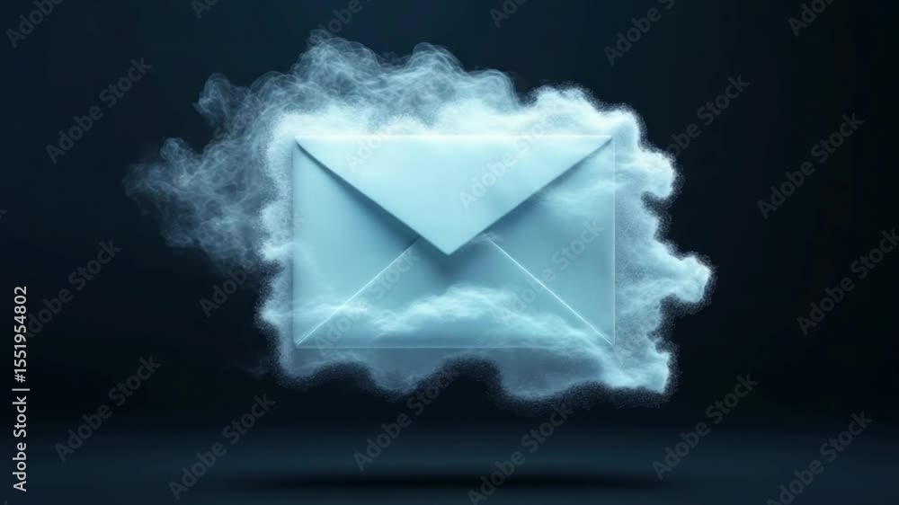 Poster digital communication ethereal: an elegantly designed envelope in a surreal, atmospheric portrayal, 