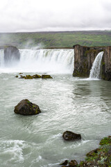 Gullfoss waterfall in Iceland in a cloudy day. Long exposure