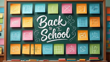 Back To School Chalkboard With Colorful Sticky Notes