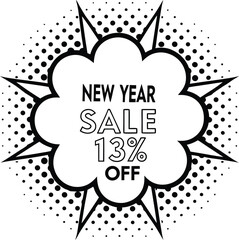 Celebrate this New Year with a huge thirteen percent off displayed over a white background