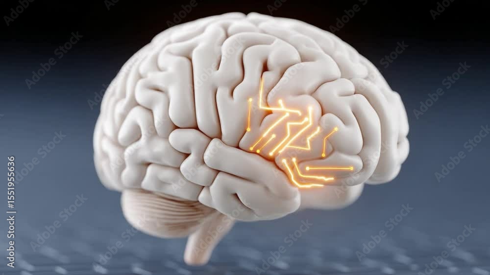 Aufkleber Human Brain and Digital Circuit: a vibrant conceptual visualization of the brain showcasing the fusion of neurology and technological circuitry 