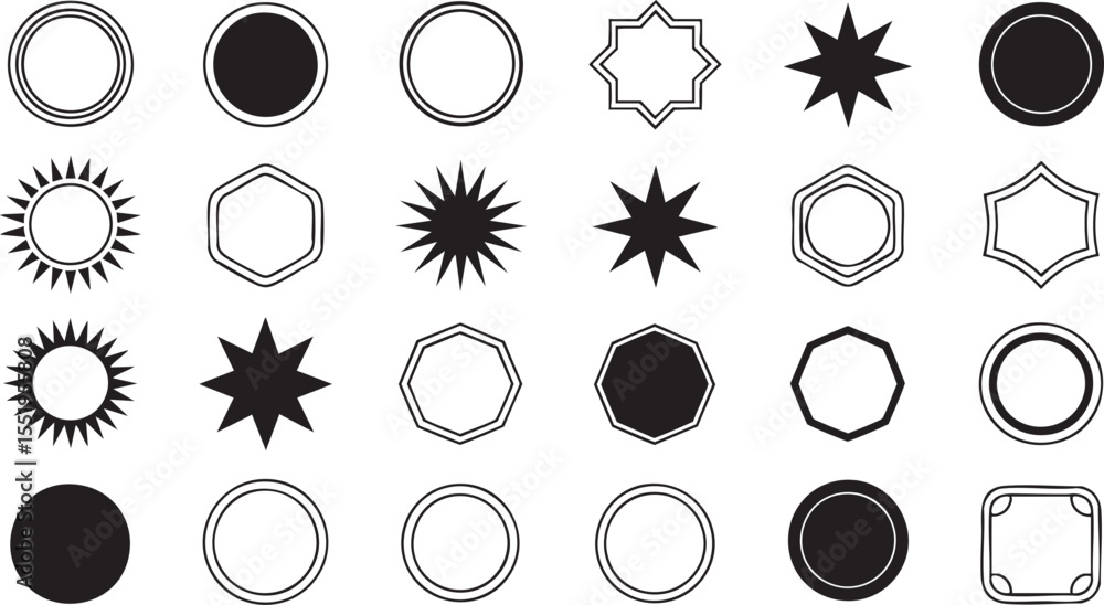 Poster geometric shape collection vector illustration set: abstract graphic elements for design projects, c