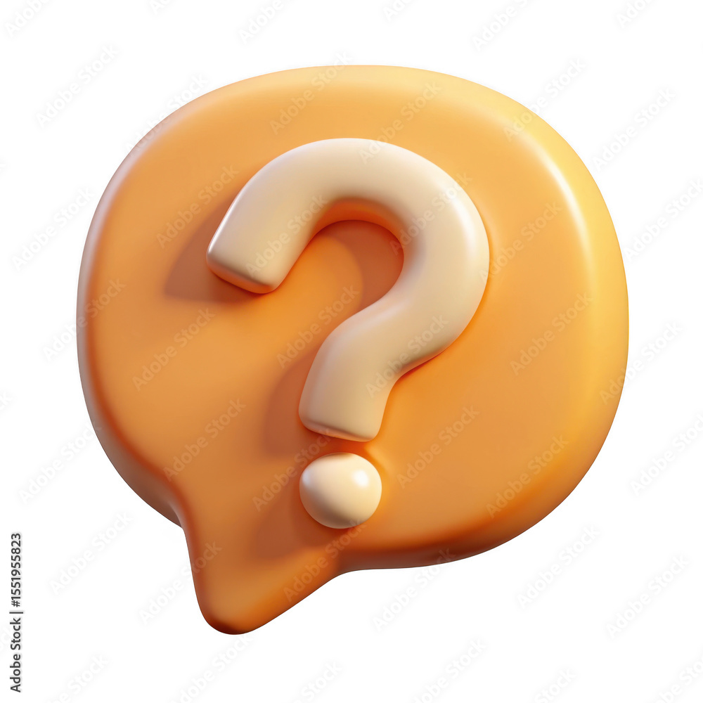 Poster 3d question mark in speech bubble isolated on transparent background