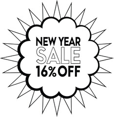 New Year Sale offers sixteen percent off on product with transparent background