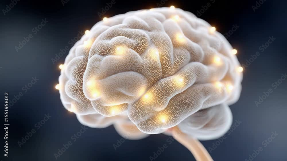 Poster the mind's marvel: an insightful illustration of the human brain, highlighted with dynamic light poi