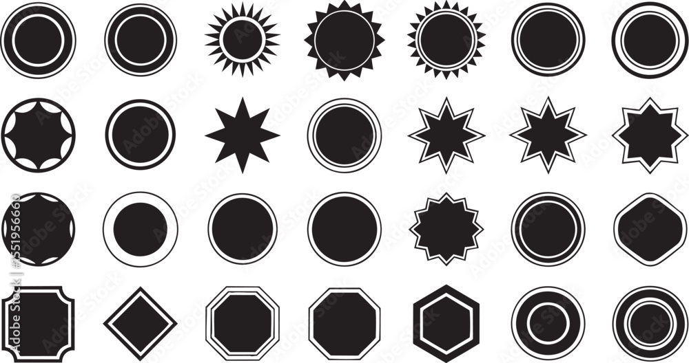Poster versatile geometric shapes collection a set of simple circular and polygonal outlines for design ele