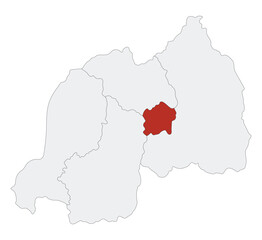 Rwanda map with capital city Kigali