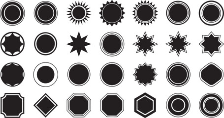 Versatile Geometric Shapes Collection A Set of Simple Circular and Polygonal Outlines for Design Elements and Creative Projects on a Clean Black Background