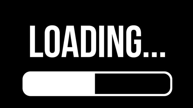 Loading screen with progress bar indicating data processing in a digital interface