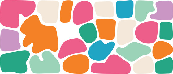 Abstract Organic Shapes Pattern with Bold Colors and Playful Design for Modern Backgrounds and Creative Projects, Featuring Irregular Forms and Dynamic Composition