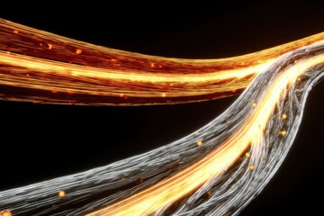 Flowing ribbon of light connecting energy sources