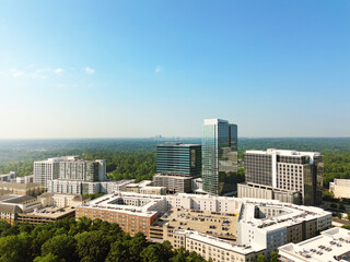 Obraz premium Aerial view of the Midtown North Hills development, with walkable shopping, restaurants and apartments
