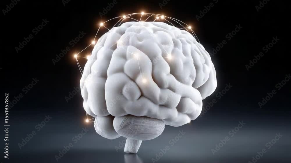 Poster Mind's Electrical Symphony: A 3D rendered image portrays a brain bathed in an intricate network of glowing connections, capturing the essence of thought, innovation.