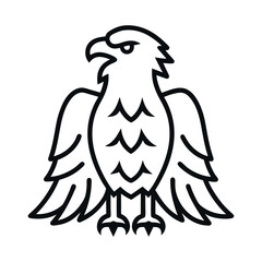 Flying eagle vector illustration. flat style line art with spread wings.