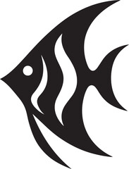 Stylish angelfish black and white illustration, Elegant tropical fish design for aquatic themes
