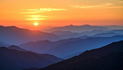 Golden Hour Light Paints Layers of Majestic Mountains in a Serene Landscape