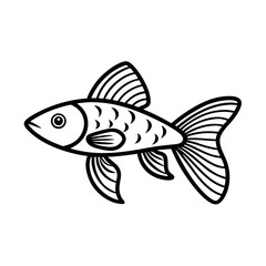 Guppy fish line art icon. elegant outline of small aquarium fish.