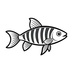  Zebra danio fish line art icon. Simple outline in vector style.