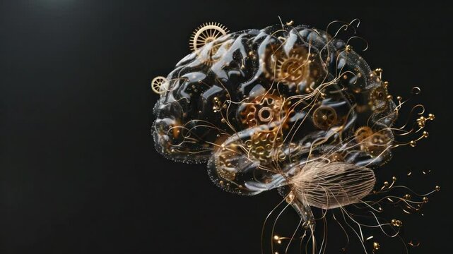 A conceptual image of a mechanical brain symbolizing intelligence and innovation 