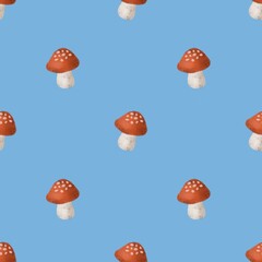 Obraz premium Seamless pattern with mushrooms. Colorful style flat for kids. hand drawing. baby design for fabric, print, wrapper 