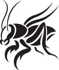 Mole cricket tribal tattoo design bold style, Insect graphic illustration in black and white