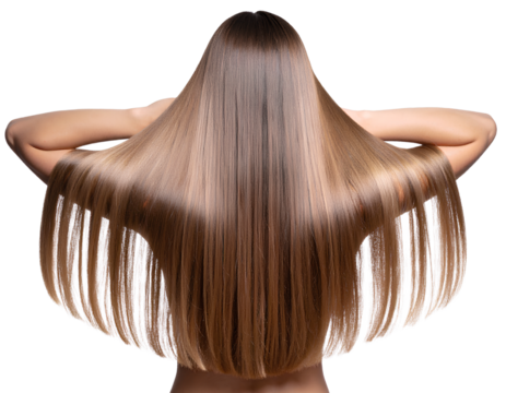  Back View of Woman with Long Straight Hair Transparent Background PNG