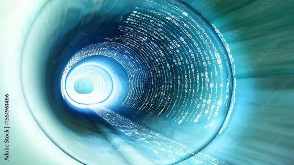 Aufkleber Digital Tunnel: A futuristic digital tunnel with flowing data, representing the vast and complex world of technology, data transfer, and interconnectedness.