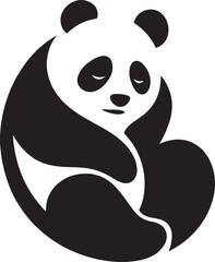 Panda logo black and white stylized art, Graphic panda design for branding or print