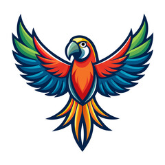 Obraz premium Vibrant macaw parrot with wings spread in a dynamic pose