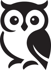 Owl graphic design black and white cute style, Minimal bird artwork perfect for design