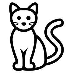 Simple black and white outline of a sitting cat icon