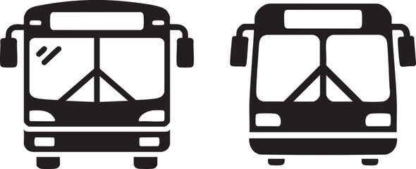 Detailed Bus Icon Illustration Depicting Public Transportation and Urban Mobility, Ideal for Transportation Apps and City Navigation Systems, Black and White Design