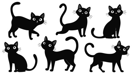 Collection of adorable black cats in various poses and expressions