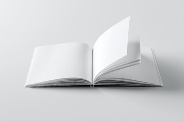 Open Book with a Turning Page Mockup on White