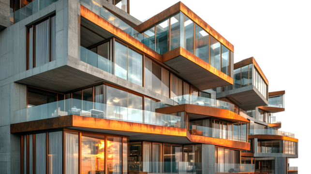 front glass elevation of building  on transparit background png