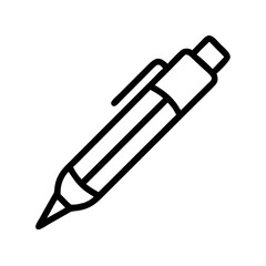 Black Pen Icon in Silhouettes Style Representing Writing, Drawing, or Signature Tool on White Background