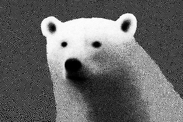 Abstract Polar Bear Design with Intricate Black and White Line Patterns